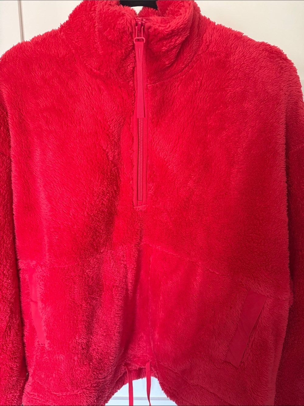 Women Plush Half-Zip Jacket - Red - Picture 2 of 5